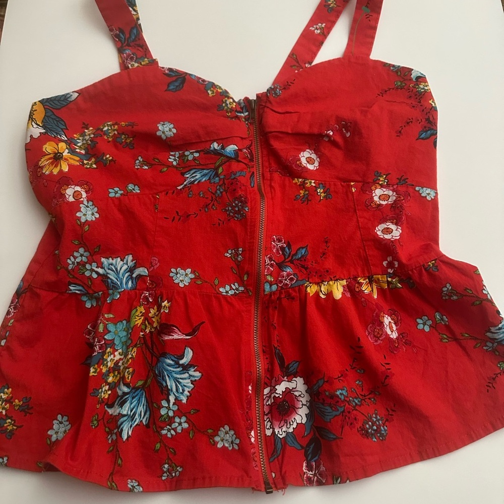 Floral Red Women's Top